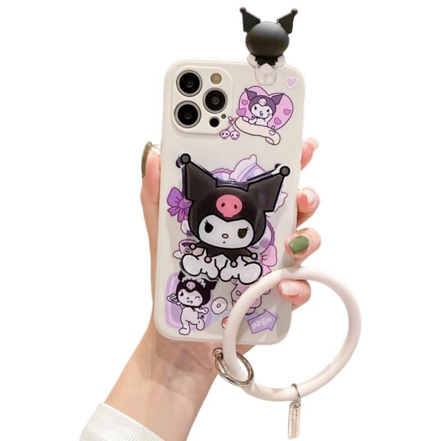 ZORBES® Cartoon Stand Phone Case for 16, Cartoon 3D Kurumi, Cute Wristband Phone Case White ZORBES® Cartoon Stand Phone Case for 16, Cartoon 3D Kurumi, Cute Wristband Phone Case White